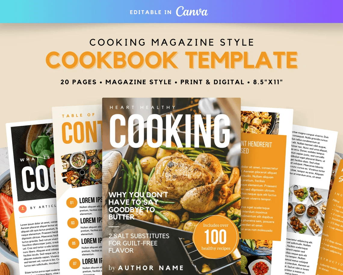 Food Magazine-Style Cookbook Template